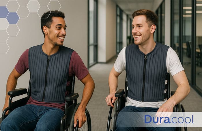 Two men in wheelchairs enjoying the outdoors